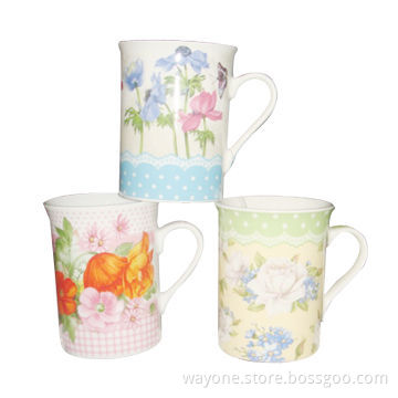 Porcelain Mugs with 9oz Volume, Floral Design, Ideal for Promotional Gifts